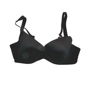 Victoria's Secret Velour Demi Bra 36C Black Y2K Glam Lingerie Chic